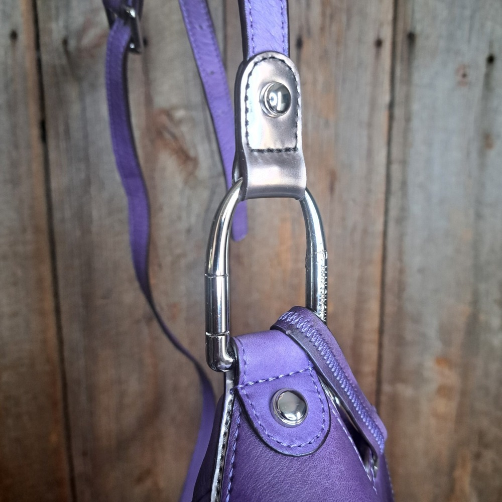 Y2k Core Indie Sleaze Slouchy Amethyst Purple Hobo Bag Gothic Jewel B Makowsky - Picture 3 of 9